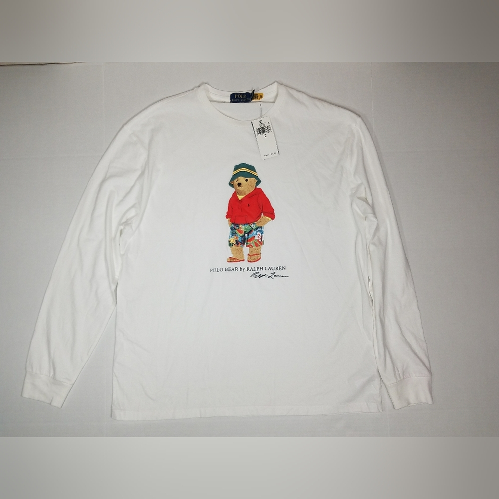 NWT POLO RALPH LAUREN Men's LARGE LONG SLEEVE SHIRT Polo Bear Graphic Crewneck